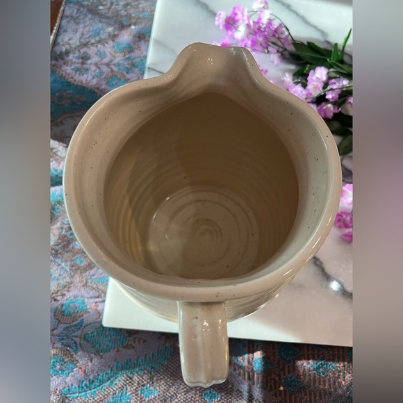 VTG Blue Iris Pottery Pitcher/Vase w Creamy Glaze on Large Ceramic Stoneware - Picture 10 of 13